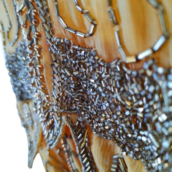 Vintage Mustard Yellow Silk Beaded Top with Gold Beading & Embroidery | Tag Size - Picture 5 of 5